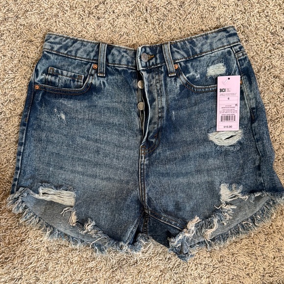 Distressed Denim Blue Women Shorts - Picture 1 of 3